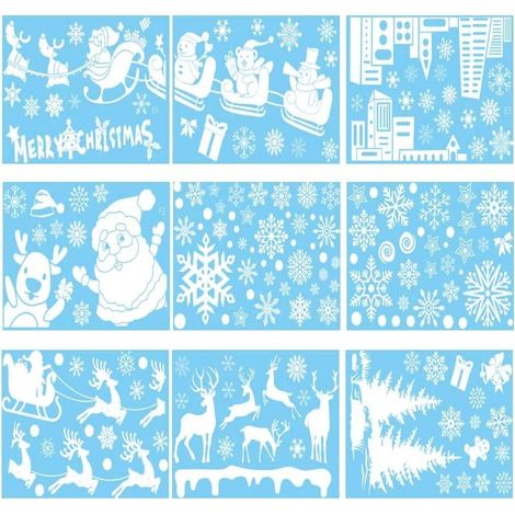 Fensterbilder Weihnachten Selbstklebend – Weiße Fensterdeko Winter, Wiederverwendbare PVC-Sticker mit Schneeflocken