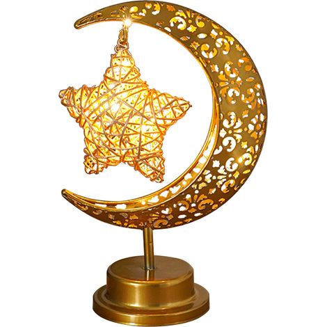Lampe lune en fer forgé à LED (style crochet lune et étoile) (1/5)