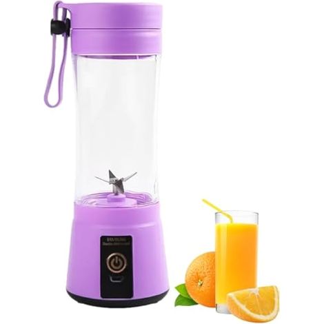 Saftbecher – 400 ml USB-wiederaufladbarer Fruchtmixer  Doupper Selbstreinigender Entsafter mit Tragegurt, tragbarer Mixer – Lila