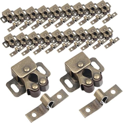 Lot de 20 loquets et verrous à double clip pour portes de placards (1/5)