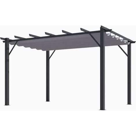Pergola da giardino in alluminio 400x300 cm con telo scorrevole grigio 280g – tettoia autoportante design moderno – PER4030GN Foresta (1/3)