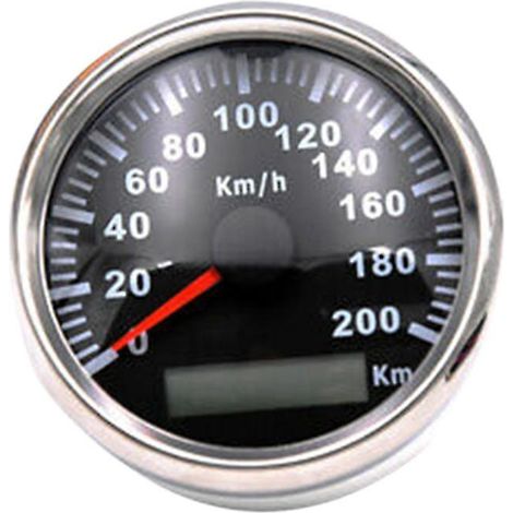 Compteur de vitesse GPS 85 mm 200 km/h 9-32 V avec rétroéclairage rouge, odomètre adapté à tous types de véhicules. (1/5)