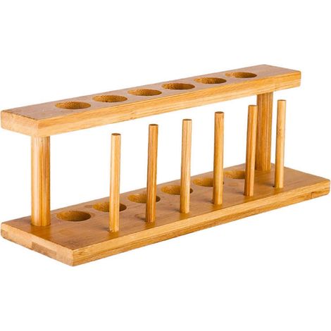 Support en bois multifonctionnel et pratique pour 6 tubes à essai (cocktail). (1/5)