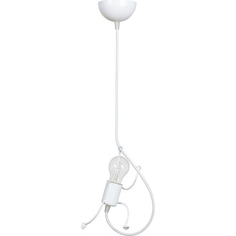 Lampada a Sospensione Bobi, Acciaio verniciato a polvere, Bianco, 14x60x14 cm