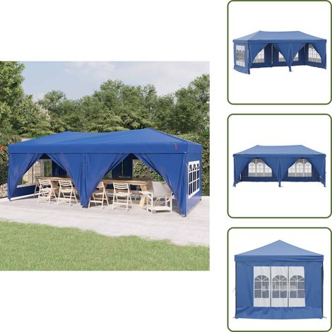 The Living Store Carpa para fiestas plegable con paredes laterales azul 3x6 m - Carpa para fiestas