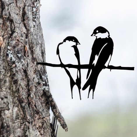 Silhouette d'oiseau, Statue D'oiseau en Métal de Cour Métal Oiseau Jardin Décoration d'oiseaux de Branche (1/5)