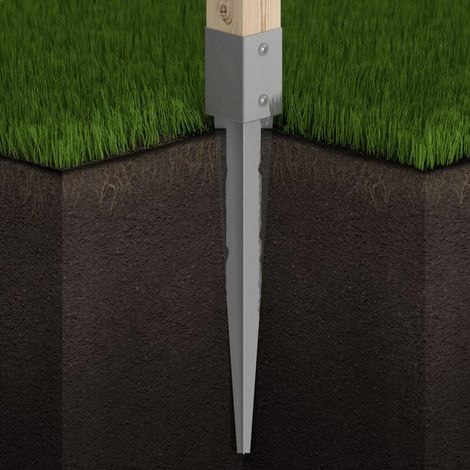 Support de poteau bois à enfoncer 7,1x7,1 cm - Acier galvanisé