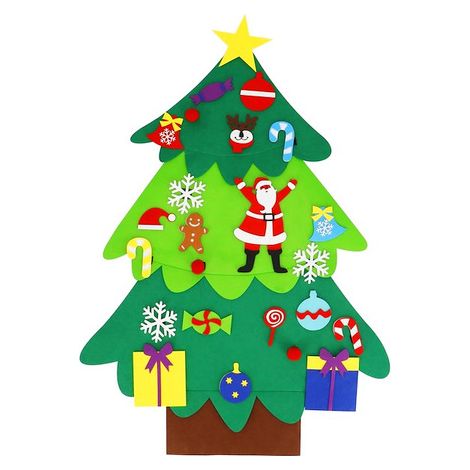 SPRINGOS Filz-Weihnachtsbaum DIY für die Wand 25 Ornamente Kreativer Weihnachtsbaum für Kinder 115 cm