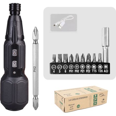 Tournevis électrique sans fil 3,6 V, kit d'outils de réparation avec lampe LED pour ordinateur portable