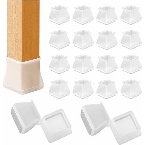 Cache-pieds en silicone pour chaises carrées – embouts et patins antidérapants, anti-rayures et silencieux, diamètre 35–40 mm, lot de 16