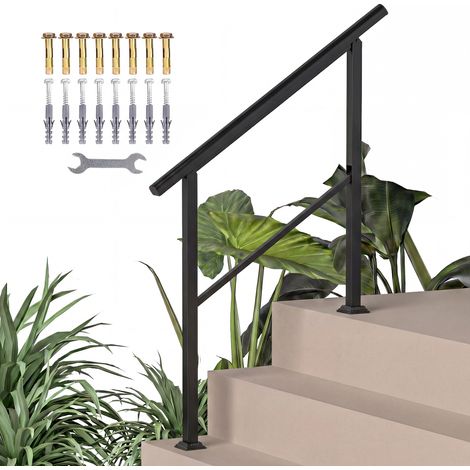 Treppengeländer für 2-3 Stufen, 94cm, Winkelverstellbar Handlauf Außen und Innen Metall Schwarz
