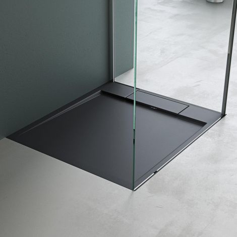Mai & Mai Piatto Doccia in Marmo Resina Effetto Pietra Cemento Superficie Antiscivolo Forma Rettangolare, 70x80x4cm, Antracite, Geoma04 (1/5)