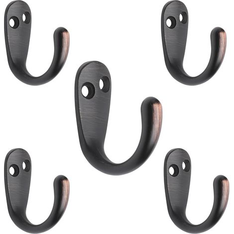 Lot de 5 patères simples, style champêtre, bronze huilé