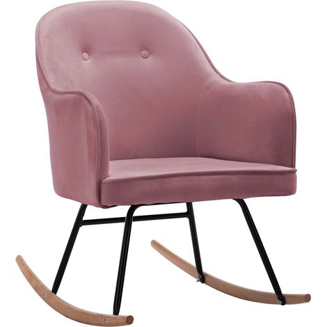 Maison Exclusive - Sedia a Dondolo Rosa in Velluto (1/5)