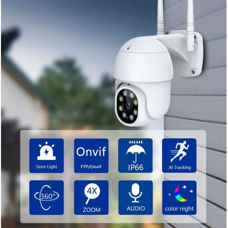Caméra extérieure sans fil IP 8MP 4K WIFI Surveillance vidéo Sécurité Protection Record PTZ Speed Dome CCTV 5MP ICsee Babyphone, Caméra 1080P, Fédération de Russie, Prise AU (1/4)