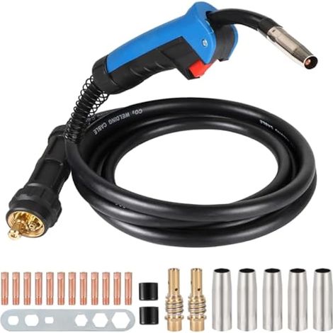 Ensemble torche MIG/MAG MB15 AK avec tuyau de gaz de 4 m pour équipement de soudage, incluant 21 pièces de rechange (1/5)