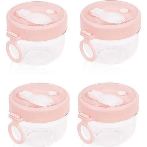 Lot de 4 récipients pour flocons d'avoine à conserver toute la nuit, avec couvercles et cuillères, pots de 567 ml (20 oz) pour flocons d'avoine, lait, fruits et autres ingrédients. (1/5)