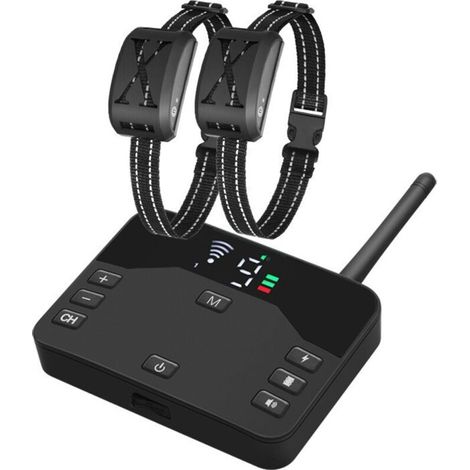Clôture électrique sans fil 2 en 1 pour chien, système de confinement des limites des animaux domestiques avec récepteur étanche rechargeable, collier de dressage réglable pour chien,un traîne-deux (1/4)