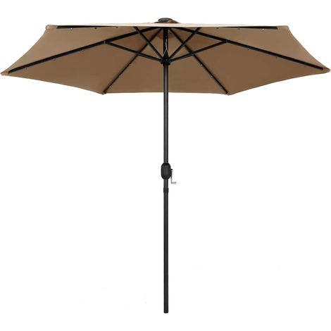 Maison Exclusive - Ombrellone con Luci a LED e Palo Alluminio 270 cm Tortora (1/5)