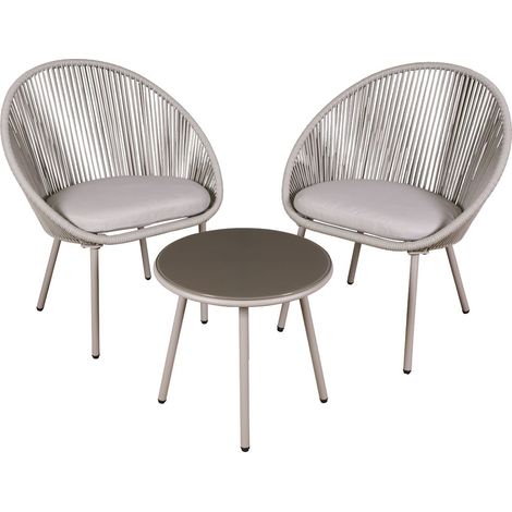 Dellonda DG55 Como Steel Bistro Set with Tempered Glass Tabletop 3pc (1/5)