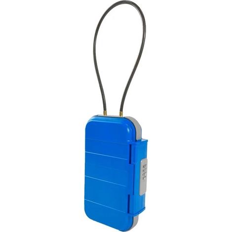 Coffre-fort portable - Coffre de rangement verrouillable - Sécurité pour activités de plein air - Cadenas à combinaison 4 chiffres - 23,5 x 14,1 x 5,8 cm - Bleu et noir (1/5)