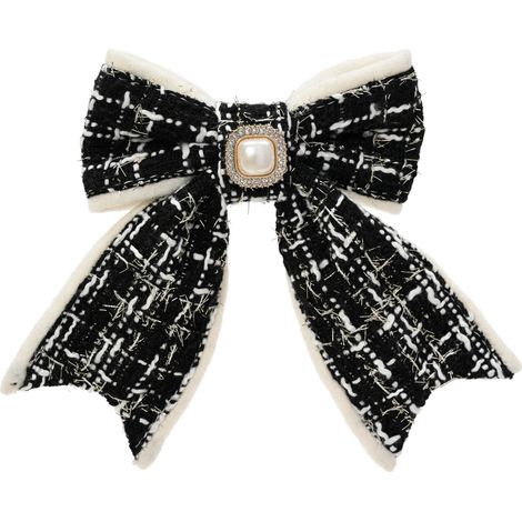Fiocco decorativo con clip e strass 2,5 x 11 x 14 cm nero Peraga Christmas