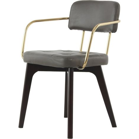 Sedia di design Manchester in ecopelle antracite e metallo oro (1/3)