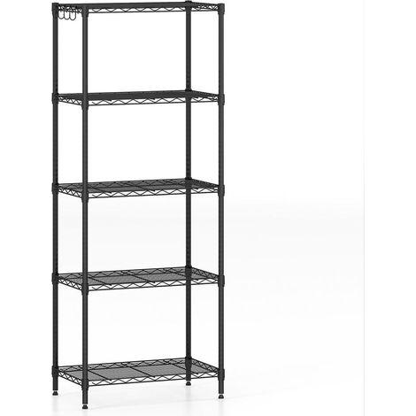 Garage, cuisine ou buanderie bien organisés avec cette étagère métal 5 niveaux réglables et 4 crochets (1/5)