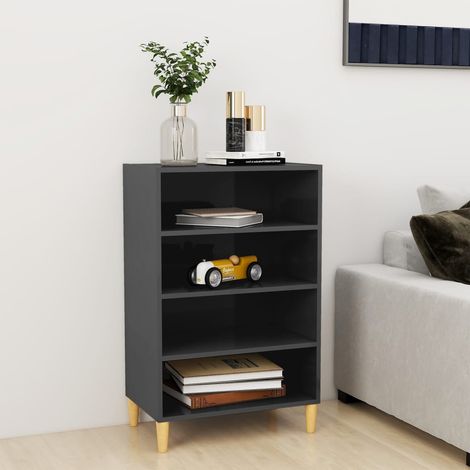 Sideboard Hochglanz-Grau 57x35x90 cm Holzwerkstoff (1/5)