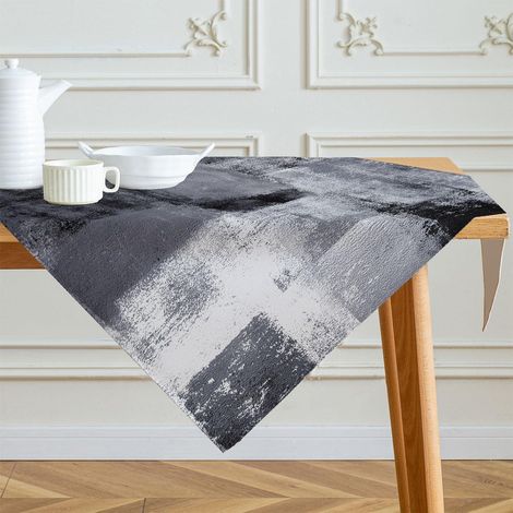 Nappe 100x100 cm Noir Gris Bleu Lavable Moderne Peinture Artistique