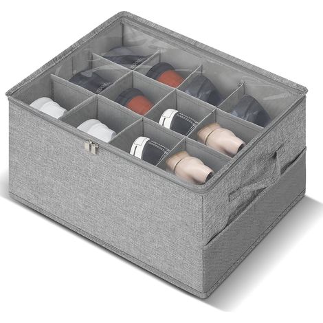 1 Boîte Rangement Chaussures, Couvercle Transparent, Poignées Pliables, Pour Placard Garage (1/5)