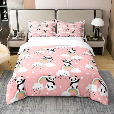 100% Organic Cotton, Duvet Cover 220 x 240 cm, Rainbow Bedding Set, Pink Bedding Set, Stars Duvet Cover (1/5)