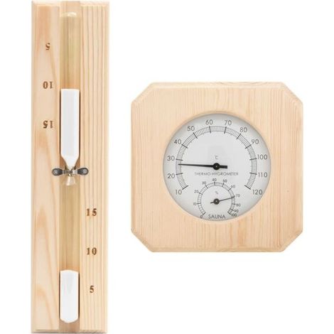 Ensemble thermomètre et hygromètre pour sauna 2 en 1 vidaXL, en pin massif (1/4)
