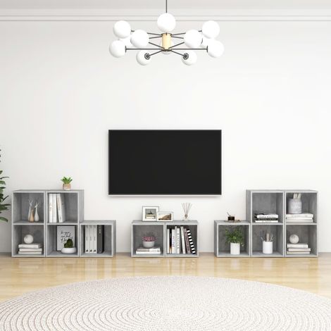 8-tlg. TV-Schrank-Set Betongrau Holzwerkstoff