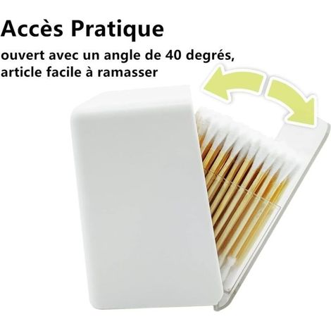 Porta cotton fioc da parete, dispenser di batuffoli di cotone da appendere, organizer rotondo in plastica per cotone per casa e bagno (1 pz) (1/3)