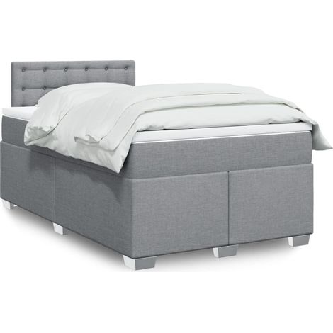 Boxspringbett mit Matratze Hellgrau 120x200 cm Stoff