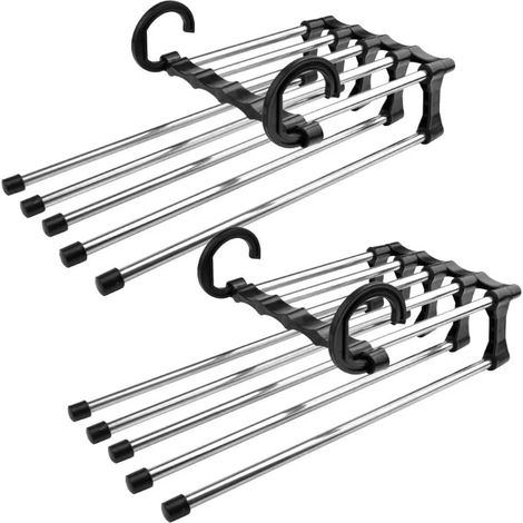 Porte-pantalon multifonctionnel Support à pantalons en acier inoxydable rétractable Organisateur de vêtements (1/4)