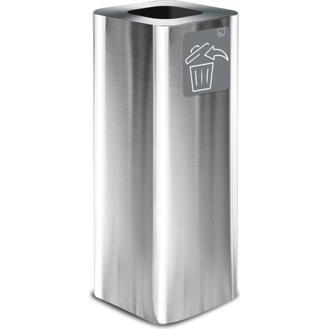 Pattumiera Per Raccolta Rifiuti 30x30xh80 cm In Acciaio Inox con Pittogramma Magnetico Argento (1/2)