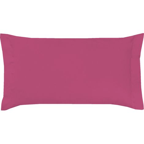 Coppia di federe a 2 volani da vera produzione italiana in 15 bellissimi colori tinta unita Rosafucsia - 52x82 cm