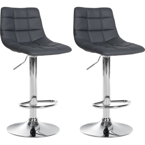 Set di 2 sgabelli da bar con base in metallo cromato sintetico grigio, regolabile in altezza e poggiapiedi TDB10640