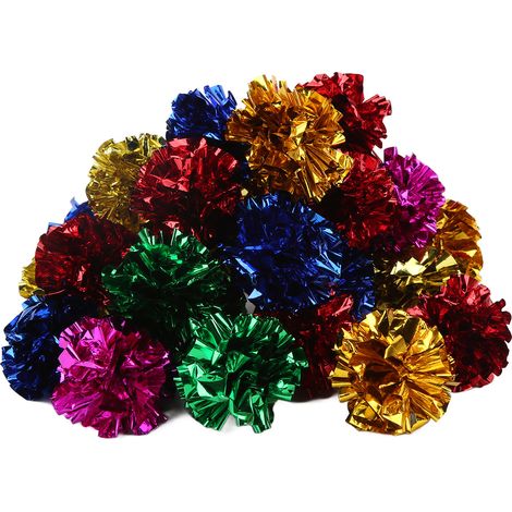 Lot de 30 balles pour animaux de compagnie, multicolores, en plastique brillant, à froisser, pour chatons et chats âgés (1/5)