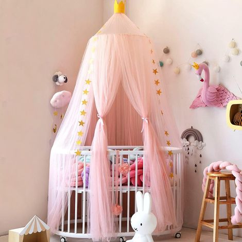 Mosquito Net - Round Dome Canopy for Girls Room - 270 cm Diameter - Lace Design - Pink Purple Khaki Blue Grey - 1 Set (1/5)