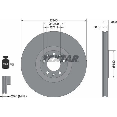 Lot de 2 Disques de frein Textar 92268203 PEUGEOT 4249F9