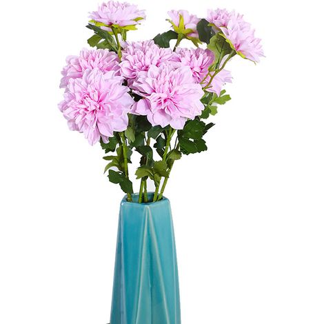 Fleur De Dahlia Artificielle - Bouquet Simulation 2 Têtes - Décoration Vase Maison Bureau - Lot De 1 (1/3)
