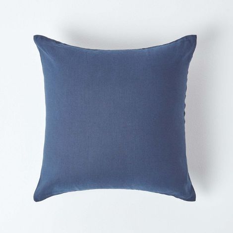 HOMESCAPES Navy Blue European Linen Pillowcase, 60 x 60 cm