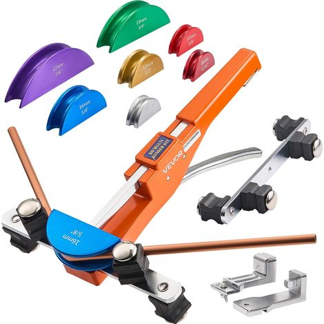 VEVOR Kit Piegatubi Manuale Pinza Compatto a Cricchetto Utensile per Piegatura Manuale Avanti/Indietro con Matrici in Lega di Alluminio per Tubi in Rame Alluminio Angolo di Piegatura max. 90° (1/5)