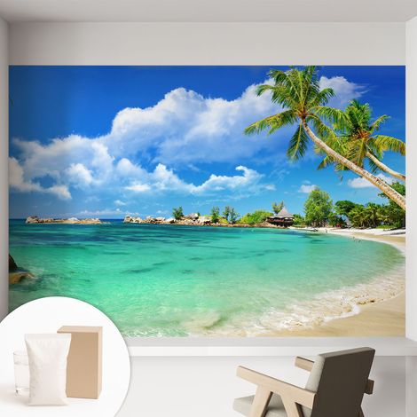 Papier peint intissé classique moderne pour salon et chambre à coucher Décoration rapide avec colle Paradis tropical 152x104 cm (1/5)