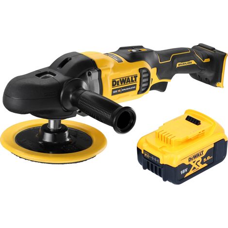Pulidora excéntrica con batería DeWalt DCM 849 N, 18 V, 180 mm, sin escobillas + 1 batería de 5,0 Ah - sin cargador