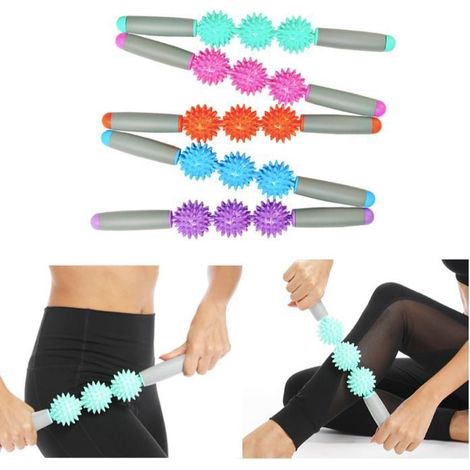 Bâton de massage musculaire à 3 picots pour salle de sport, rouleau et bâton de yoga-AquaForge (1/5)