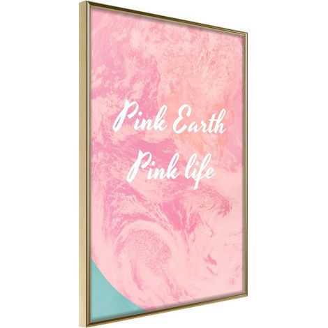 Affiche Murale Encadrée "Pink Life" 30 x 42 cm Or